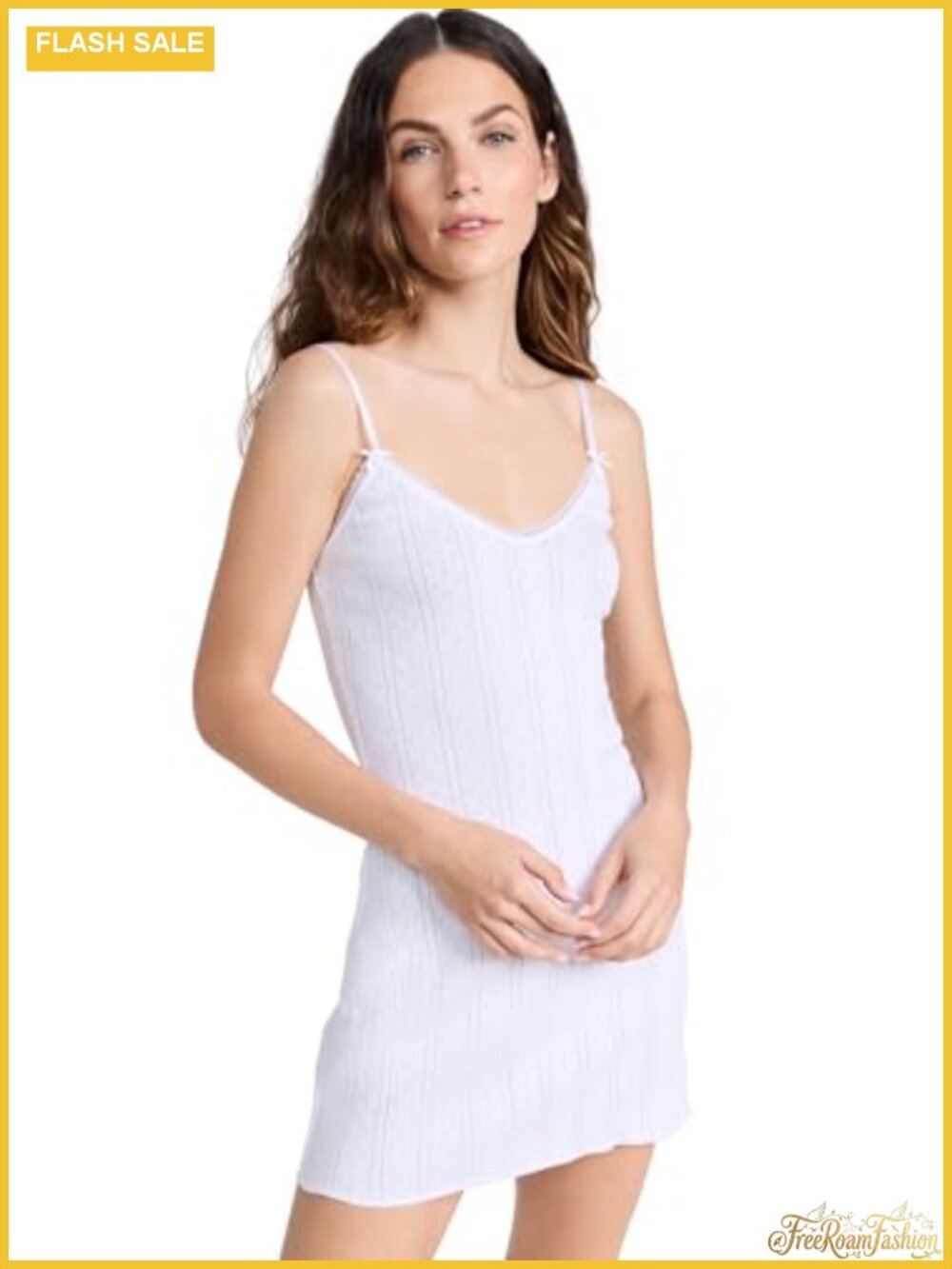 Pointelle Jersey Cami Slip Dress with Adjustable Straps
